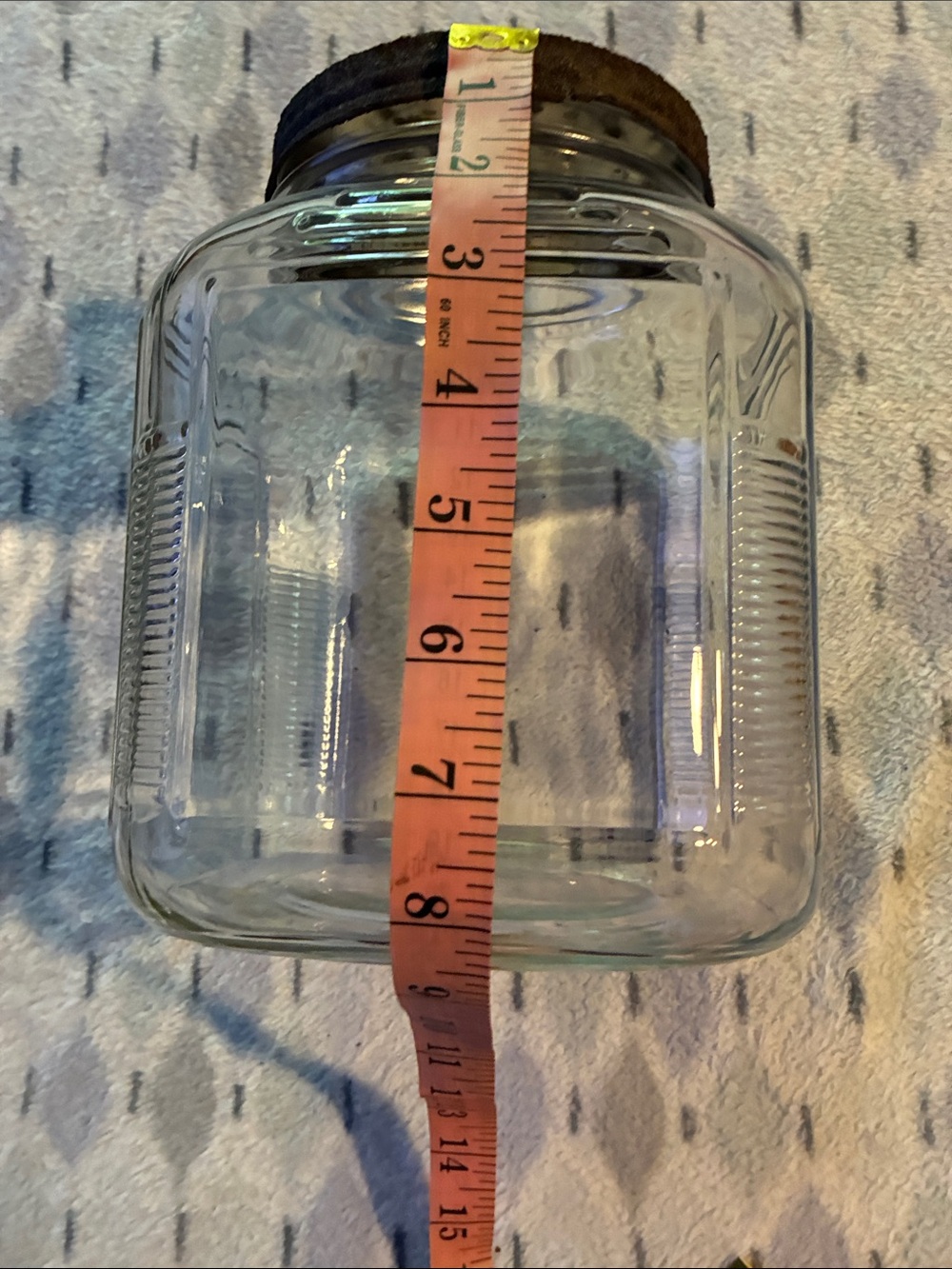 Clear Glass Vintage Storage Jar with Rustic Brown Lid - Home Kitchen - Picture 9 of 10
